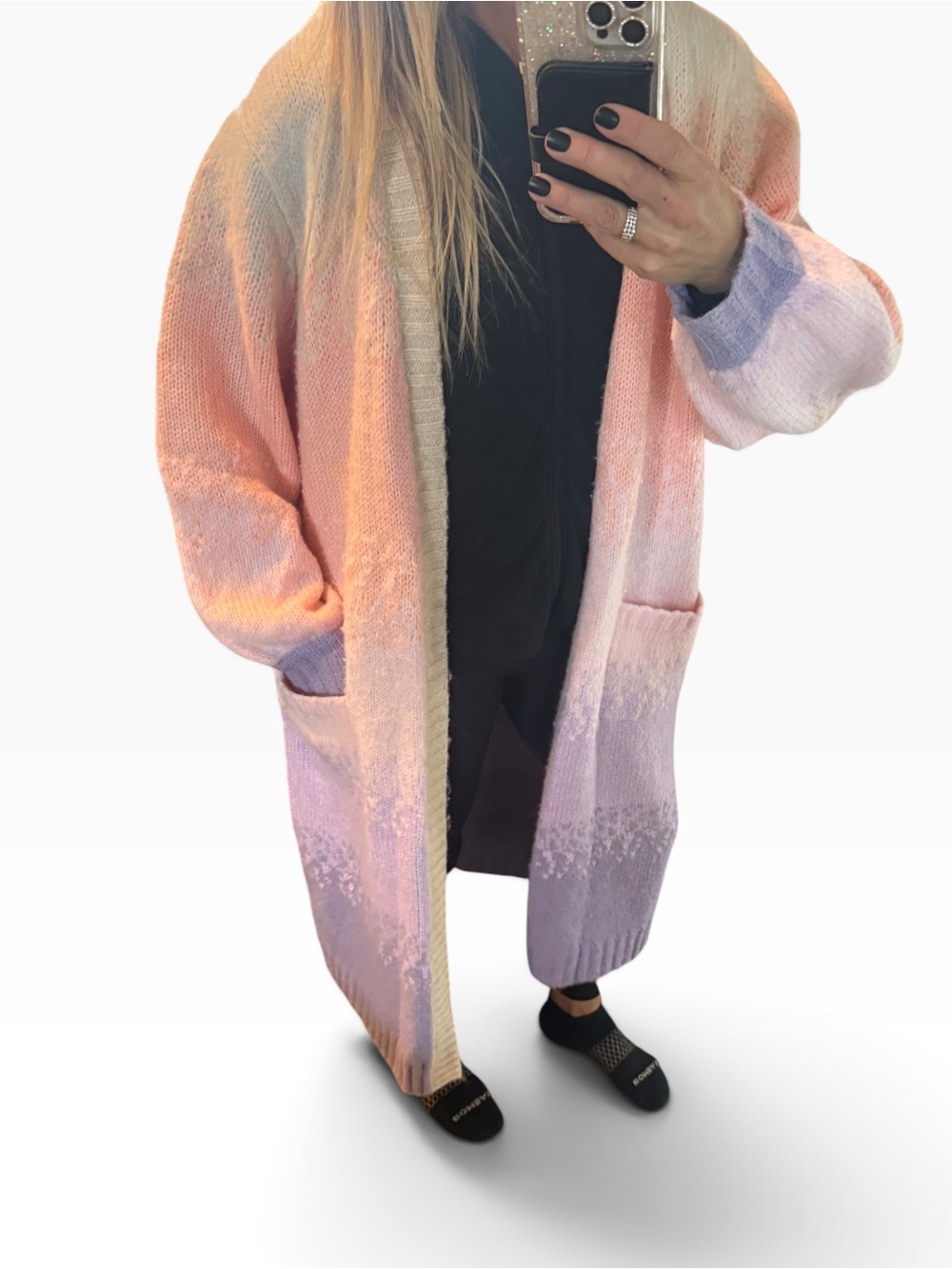 torrid Ombre Pink Lavender Knit Long Duster Cardigan 1X - cozy layer! - Picture 5 of 7